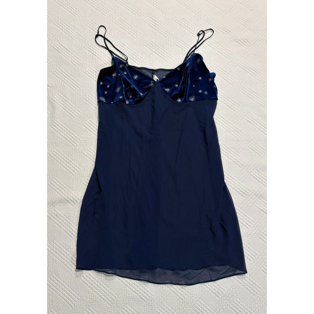 Avon Intimates Women's Sheer Blue Velvet/Chiffon Babydoll Chemise 3XL Plus Retro